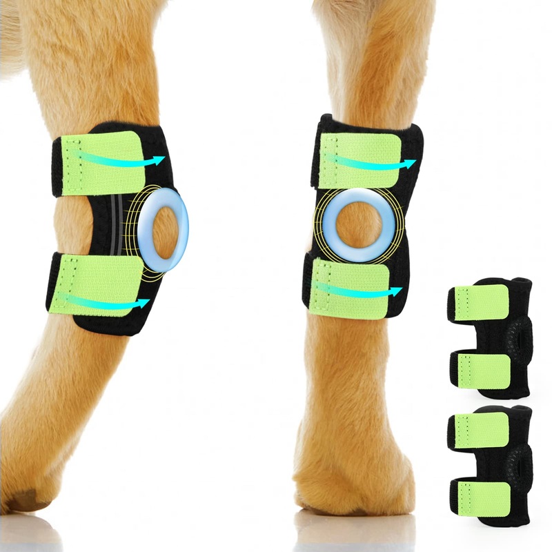 1 Pair Dog Leg Brace for Rear Leg, Hock & Ankle, Canine Hock Joint Compression Wrap with Dual Metal Strips and Safety Reflective Straps for Torn ACL & CCL, Injury and Sprain Protection, Black (M) Medium