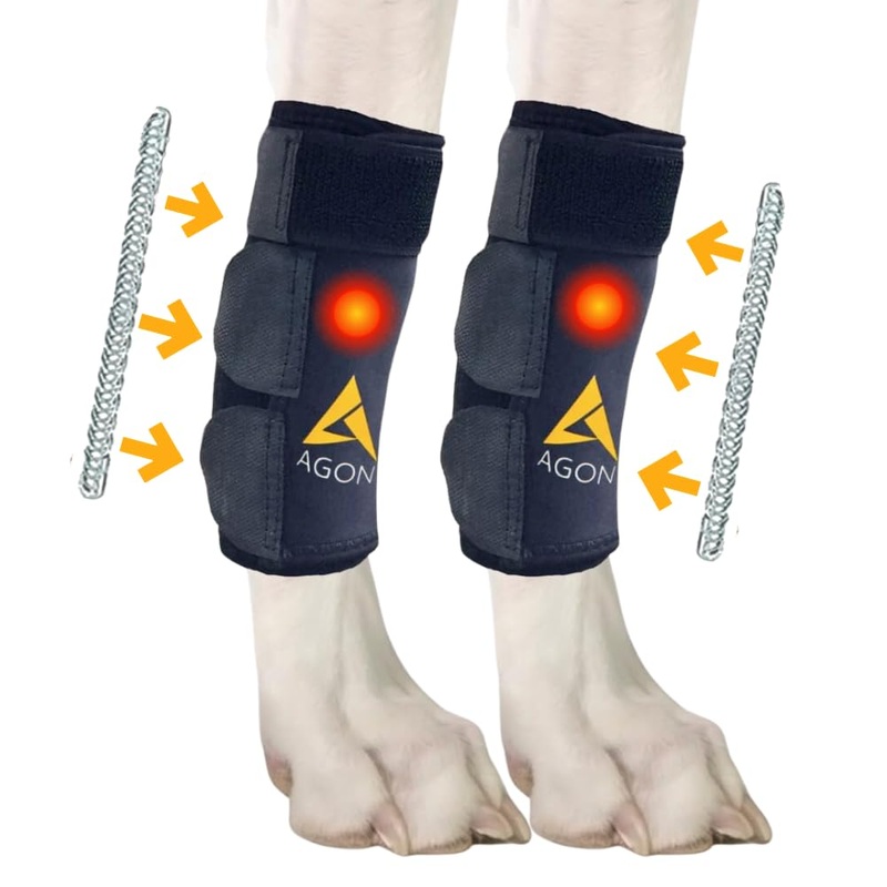AGON Dog Front Leg Brace Pair with Metal Strings and Reflective Wraps Paw Compression Wrap for Canine Protects Wounds Brace Heals and Prevents Injuries and Sprains and Helps with Loss of K9 Stability L/XL (1 pair)