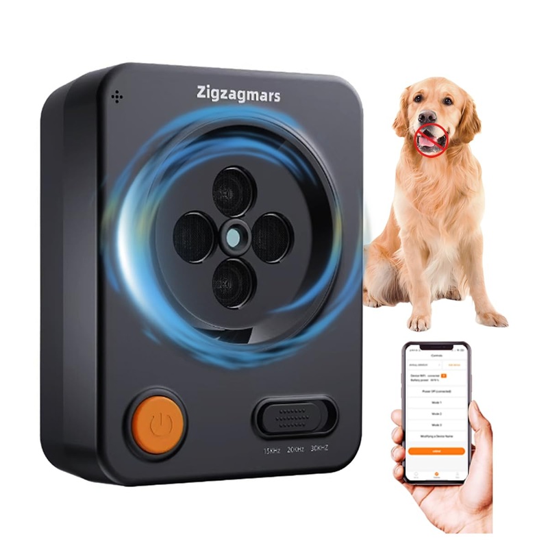 Anti Barking Control Devices,2025 Smart Automatic Detection & APP Remote Control Ultrasonic Dog Training Tool, Waterproof Sonic Stop Barking Deterrent Dog Silencer, Best Behavior Aid Indoor Outdoor Black