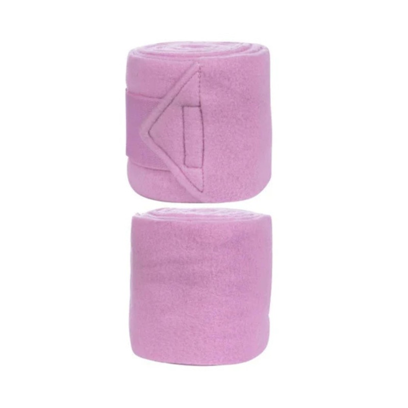 HKM Classic Polo Wraps Set of 4, Polo Wraps for Horses, Bandages, Bandages for Horses, Fleece Polo Wraps, Fleece Bandages 300cm (Pink) Pink