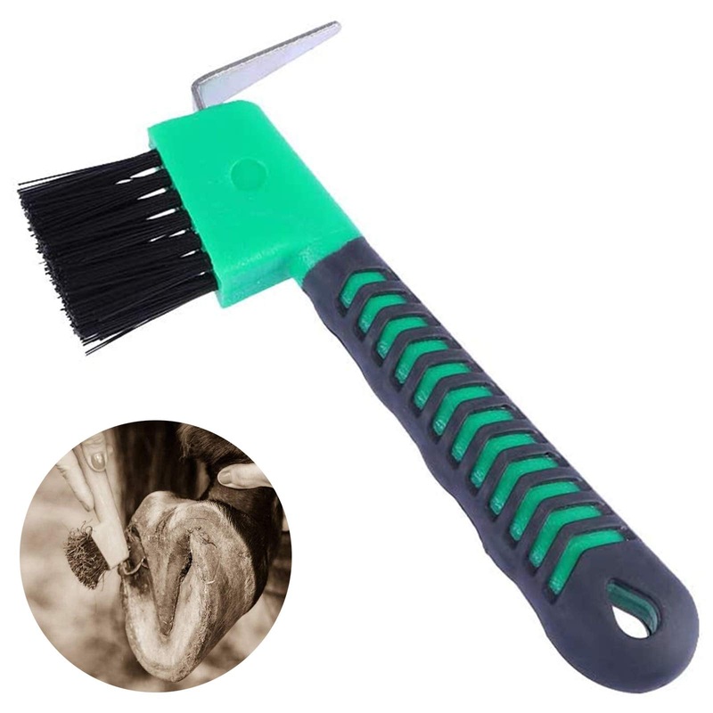Hoof Scraper Horse Head Hoof Scraper with Brush 2 in 1 Hoof Scraper Horse Care Accessories Hoof Scraper Anti-Slip Handle Horse Grooming Tools for Clean Hoofs for Hoof Care and Claw Care Random Color