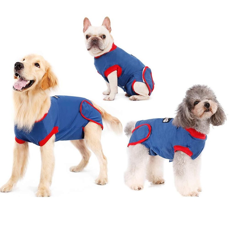Recovery Suit for Dogs Cats After Surgery, Recovery Shirt for Male Female Dog Abdominal Wounds Bandages Cone E-Collar Alternative, Anti-Licking Pet Surgical Recovery Snuggly Suit, Soft Fabric Onesie S Blue