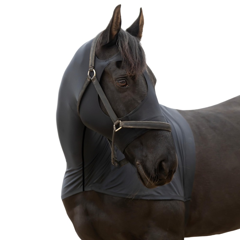 RESISTANCE Premium Horse Hood Full Zipper with Face & Forelock Saver – Horse Sleazy Slickers and Horse Care Sheet Black Medium