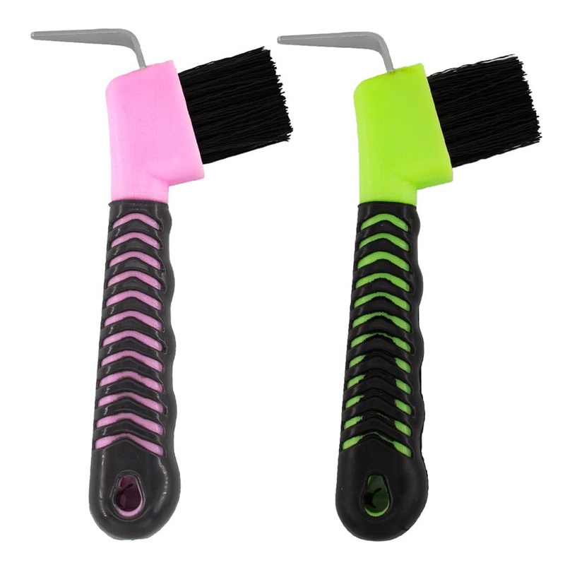 Stiff Bristled Horse Hoof Pick Brush with Soft Rubber Handle, Portable (2PCS, Random Color) Random Color 2PCS