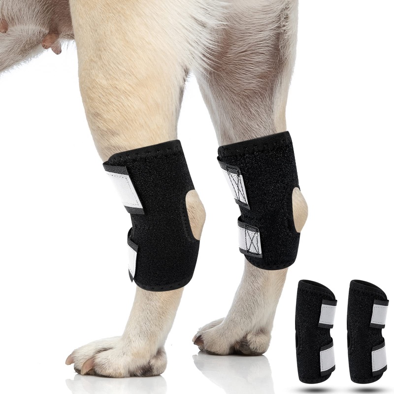 Talltalk 1 Pair Short Rear Leg Hock Brace Canine Dog Leg Brace for Rear Leg Dog Knee Brace Dog Leg Sleeve Hind Leg Joint Compression Wrap with Reflective Strap for Torn ACL CCL Ankle Support (X-Small) X-Small