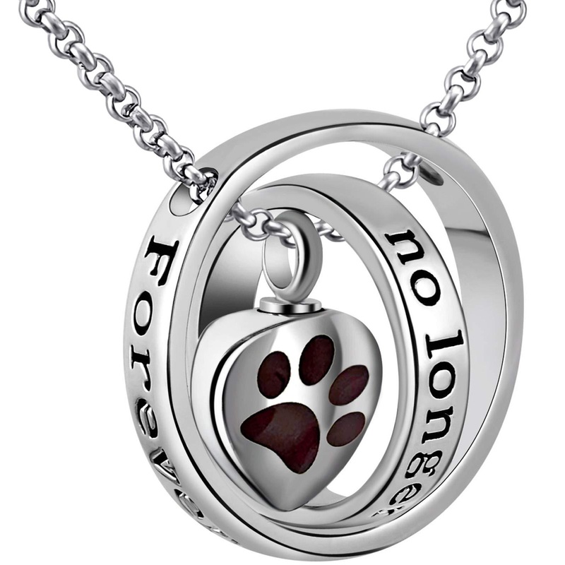 YOUFENG Urn Necklaces for Ashes No Longer by My Side Forever in My Heart Mom Dad Cremation Urn Locket Jewelry Dog pet urn necklace