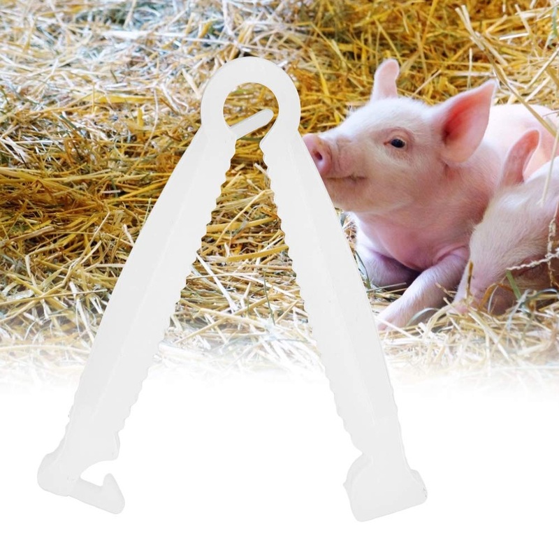 AYNEFY 100 PCS Compact Size Umbilical Cord Clip, Newborn Umbilical Cord Clamp Pig Piglet Umbilical Navel Cord Clamp for Pet Animals Lamb Goat Puppy Whelping Kit