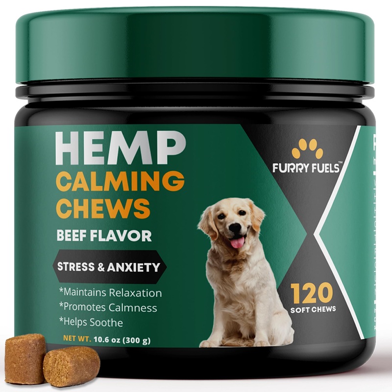 Calming Chews for Dogs – Dog Calming Chews, Treats for Relief, Helps with Relaxation for Everyday Stress and Better Sleep – Beef Flavor – 120 Count Beef – 120