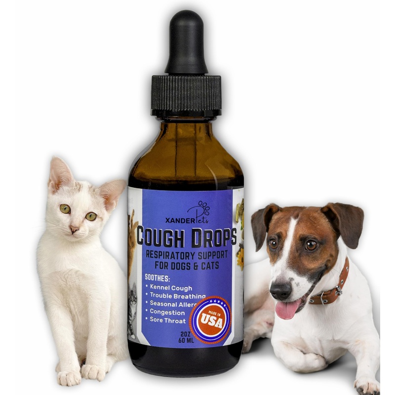 Dog Cough Treatment – Kennel Cough Treatment – Dog Allergy Relief – Itch Relief – Wet & Dry Cough Suppressant – for Dogs & Cats – XanderPets USA 1200 Drops