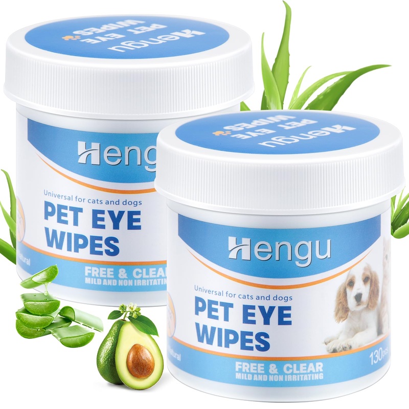 Dog Eye Wipes, 2 Pack Pet Eye Wipes for Dogs & Cats Tear Stain Remover Wipes, Hypoallergenic Soothing Cleansing Pet Wipes (130pcs x2)