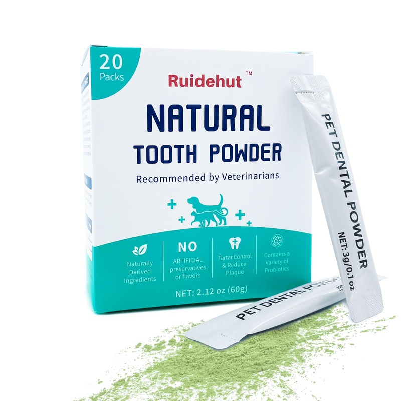 Dog Teeth Cleaning Dental Powder – Plaque and Tartar Removal – Clean Teeth, Freshen Breath – Contains probiotics – Advanced Dental Care for Dogs and Cats – 20 Packs (60g)