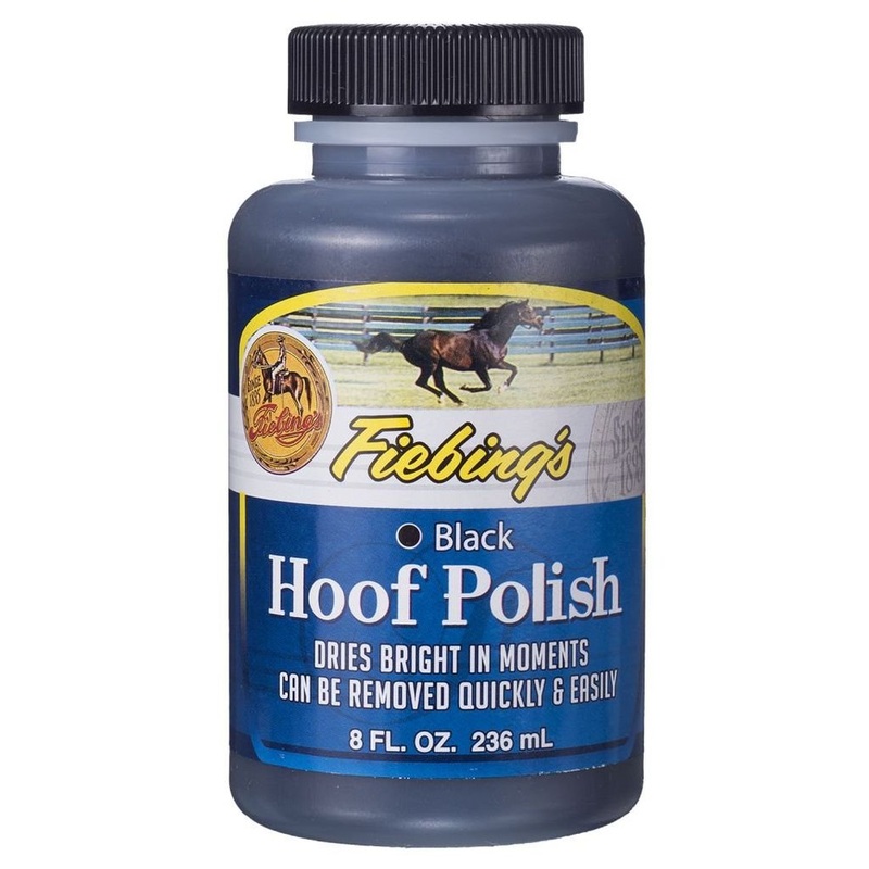 Fiebing’s Hoof Polish (8 Oz, Black) – Quick Dry High Shine Finish Nail Polish for Horses – Non-Toxic Water Based Formula Safe for Horse & Rider – Includes Wool Dauber Applicator for Easy Application