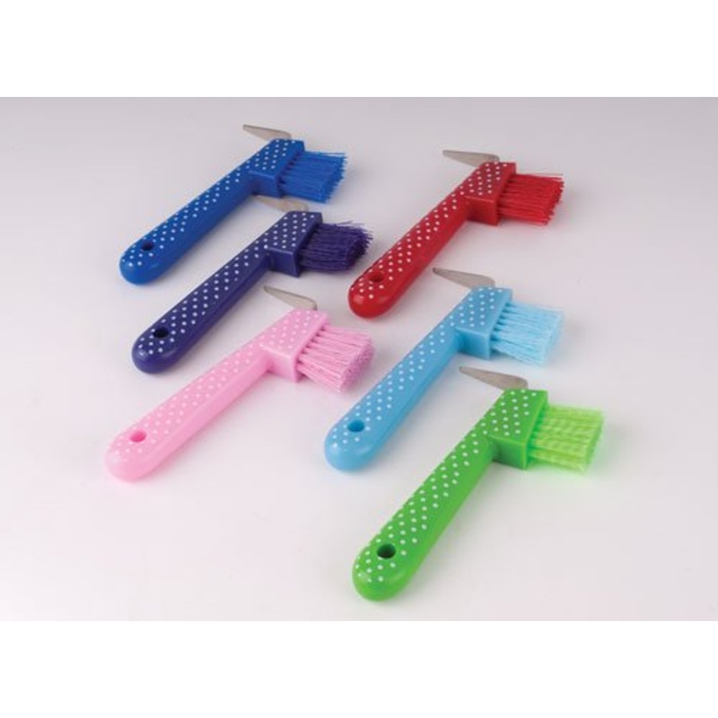 Harlequin Dottie Horses Hoof Pick & Brush Baby Blue