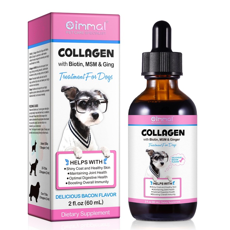 Liquid Collagen for Dogs, Natural Liquid Collagen Drops for Dogs Supports Dogs Itch Relief, Skin & Coat and Joint Health, Dog Collagen Herbal Drops, Pet Supplement Multivitamin – Bacon Flavor / 2.02oz
