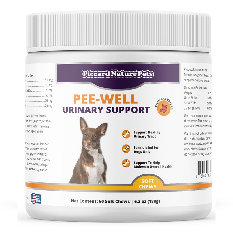 Pee-Well Urinary & Bladder Support Chews with Cranberry, Promotes Urinary Tract Health for Dogs, Help Maintain Overall Health, 60 Soft Chews