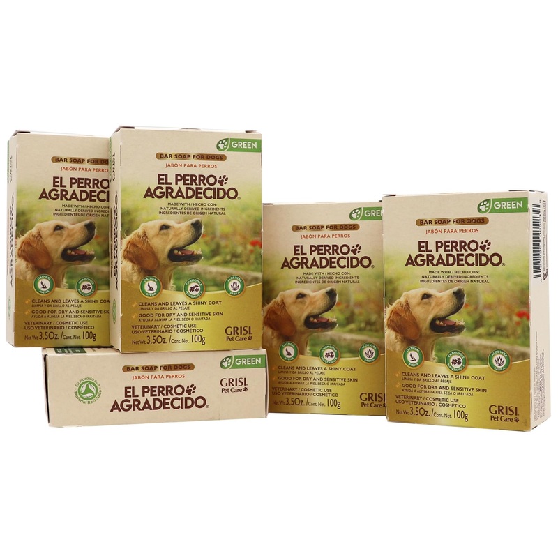 Perro Agradecido  Oatmeal Soap, Dog Soap, Sensitive Skin, Conditions, Shiny Coat, Ingredients of Natural Origin, 5-Pack, 3.5 Oz Each, 5 Soaps