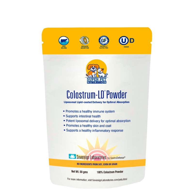 Veterinarian Approved Super Pet Nutrition – for Dogs and Cats – Liposomal Bovine Colostrum, Rich in Immunoglobulins (25%+), Support for Immune and Digestive Systems, Allergies (50 Grams)