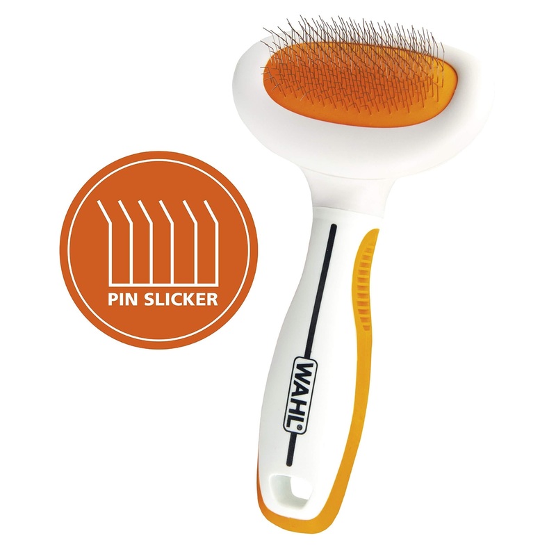Wahl Premium Small Slicker Brush with Ergonomic Rubber Grips for Comfortable Brushing of Small Dogs & Cats – Model 858406