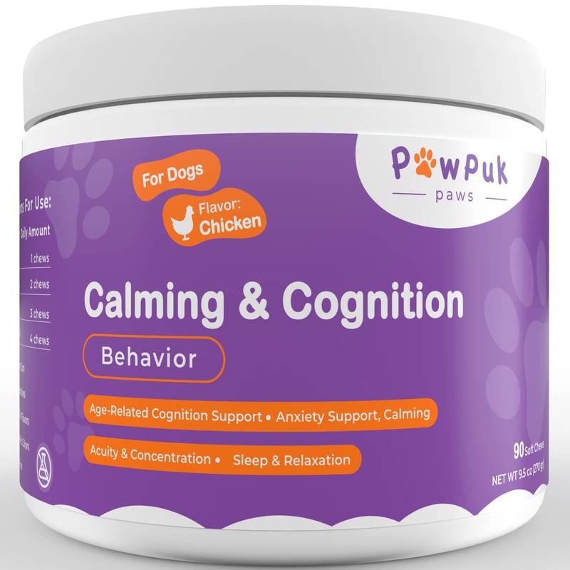 Calming & Cognition Supplement for Dogs, Melatonin SAM-E NMN & CoQ10 – Cognition Supp., Valerian Root Ashwagandha Gingo Biloba – Calming Natural Ingredients, Brain Function