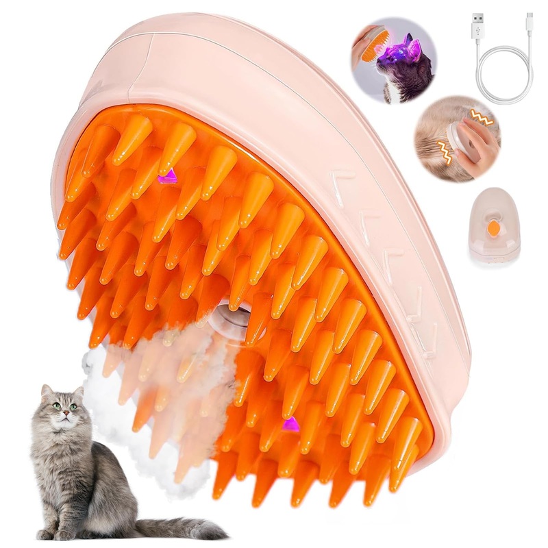 Cat Steam Brush for Shedding3 in 1 Cat Brush with steamPortable Pet Hair Removal Tool for Cat and Dog,Self Cleaning Steam Brush for Massage (Standard version) Standard version