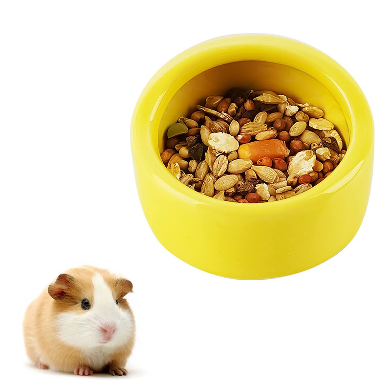 Ceramic Chew-Resistant Hamster Bowl Dish for Hamsters Hedgehog Guinea Pig and More Small Animals (Yellow) Yellow