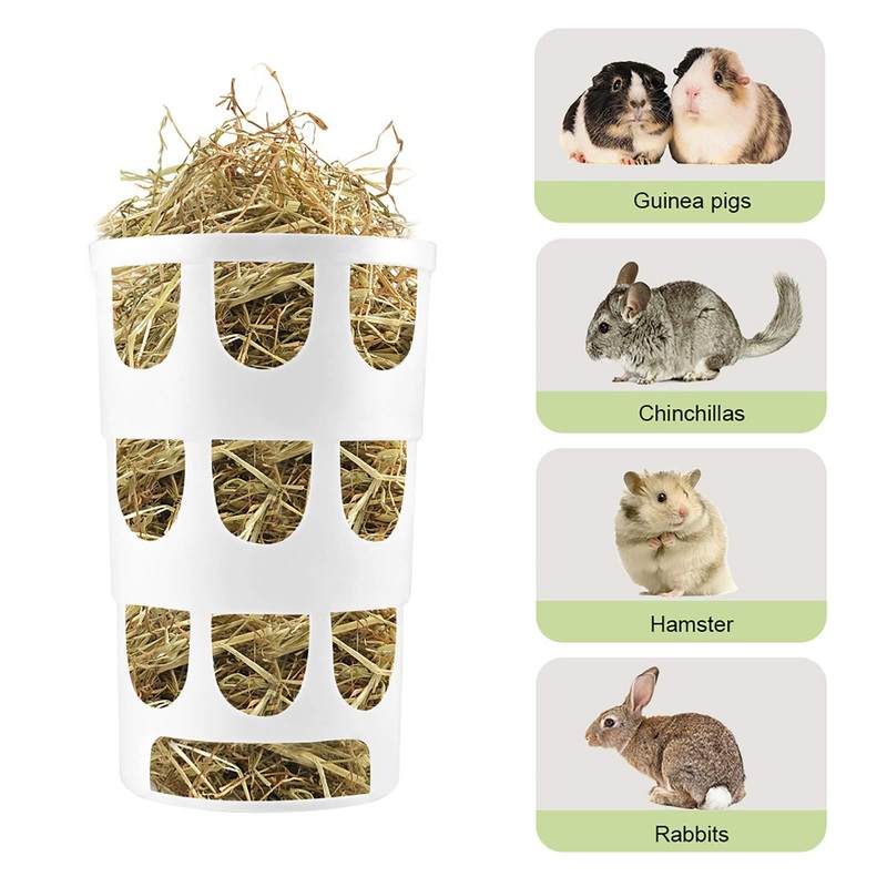 Furpaw Guinea Pig Hay Feeder, Hanging Hay Manger Food Bin Bowl, Hay Rack Multiple Angles Feeding for Chinchilla Rabbit Small Animal, White