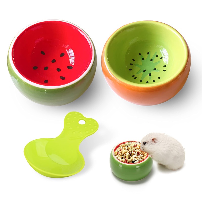 Hamster Bowls Dwarf Hamster Food Bowl Prevent Chewing Hamster Feeding Bowl Guinea Pig Hamster Water Rat Bowl Small Animal Food Dish for Syrian Rabbit Gerbil Chichilla Hedgehog Sugar Glider (2 Pack) Green Orange