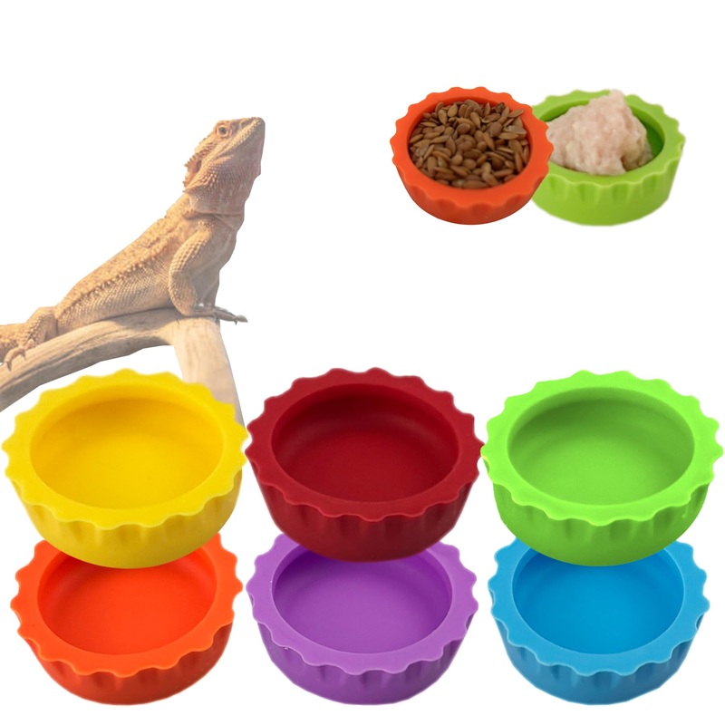 Meow&woof 6 PCS Crested Gecko Food and Water Feeding Cups, Reptile Food Dish, Colorful Water Bowl for Bearded Dragon Tank Terrarium Accessories Supplies for Tortoise, Crab and Small Pet