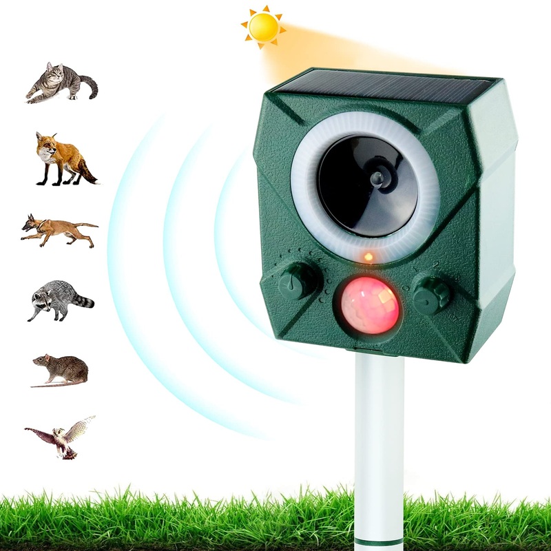 New cat deterrent, ultrasonic defense with solar operation and flash against cats, dogs, martens, animal repellent, cat deterrent, dog deterrent, marten deterrent, 5 modes, IPX66 waterproof