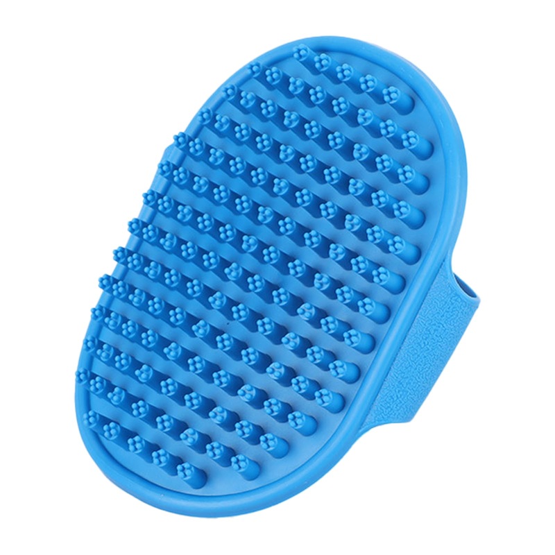 Pet Shampoo Bath Brush,Dog Massage Brush with Adjustable Ring Handle,Soothing Massage Rubber comb for Long and Short Haired Animals,Dry and Wet Available,Blue