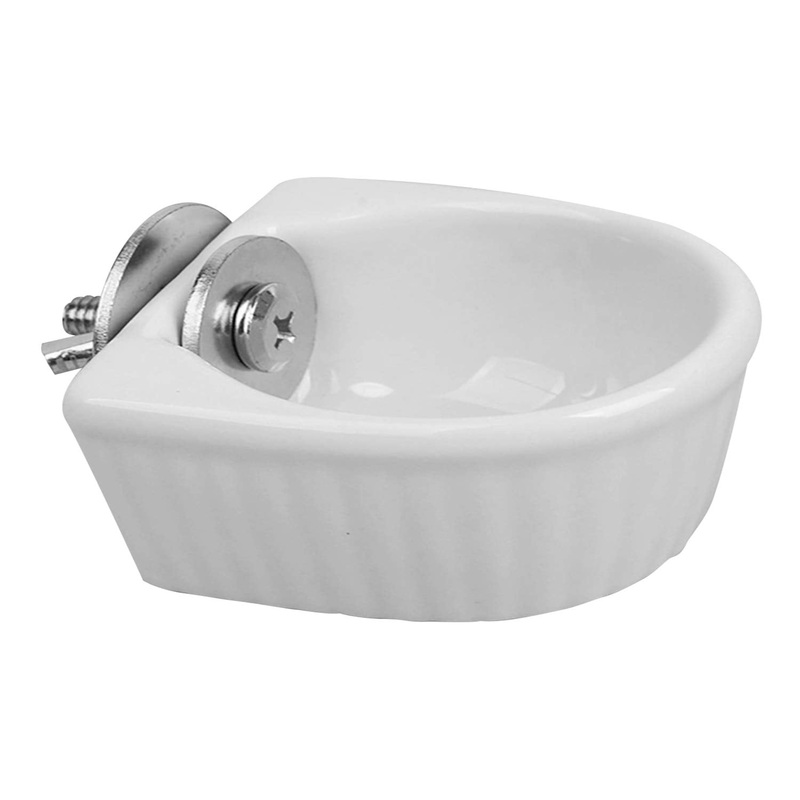 Small Animals Bowl, Detachable Cage Feeder Pet Ceramic Water & Food Feeder, Small Animal Supplies for Rabbit Parrot Squirrels Chinchilla Hamster Ferret (White, M) White Medium
