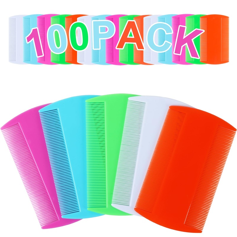 100 Pcs 5 Colors Double Side Tooth Pet Flea Comb Bulk for Cats Dogs Lice and Tick Comb for Small Cats Dogs Kitten Indoor