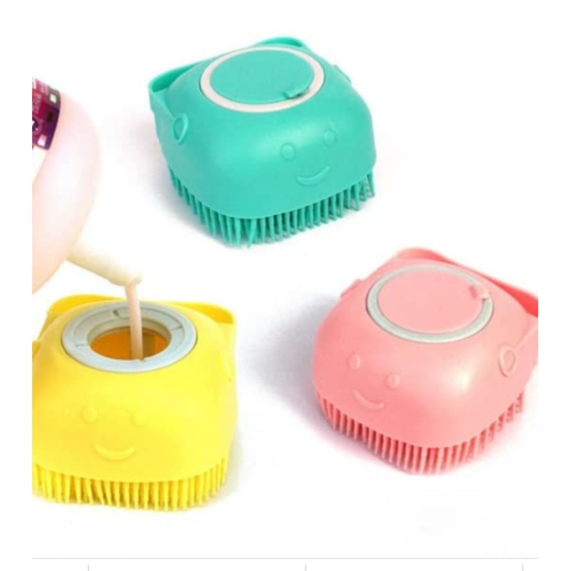 2 Pack Pet Grooming Bath Brush Shampoo with Soap Dispenser Pink and Yellow