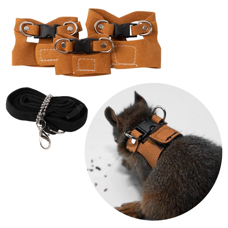 3Pcs Rat Harness and Leash, Small Animal Training Walking Vest Leash Adjustable Traction Rope Strap for Squirrel Gerbil Chinchilla Rat (Brown) Brown