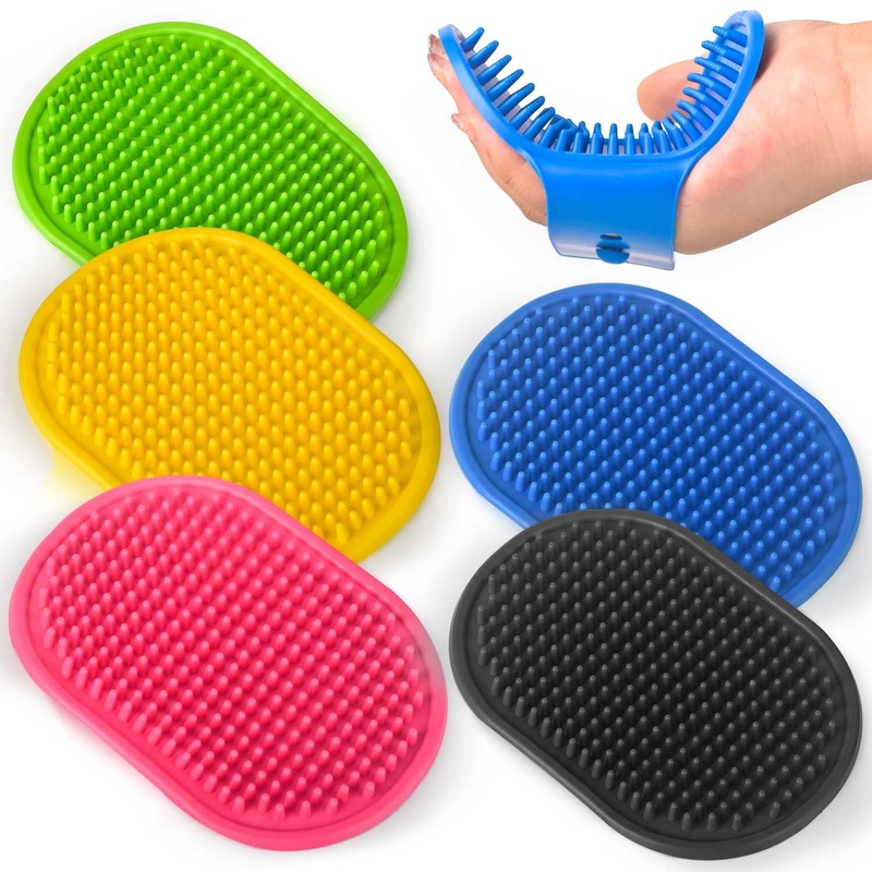 5 Pcs Dog Grooming Brush Dog Bath Brush Dog Shampoo Brush Dog Scrubber for Bath Rubber Dog Shampoo Brush Dog Bath Brush Suitable for Pets Deshedding, Washing, Massaging & Grooming