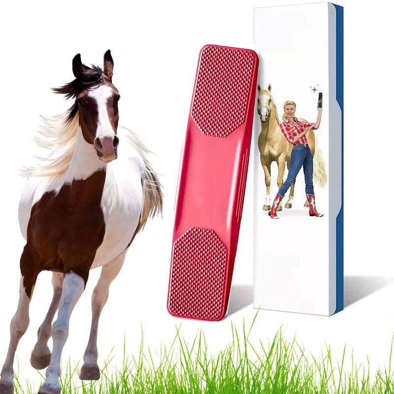 6 in 1 massage comb for horses, horse root brush 6 in 1, horse care brush, horse brushes for cleaning and massage, massage comb for horses pets, dog massage comb fur care red