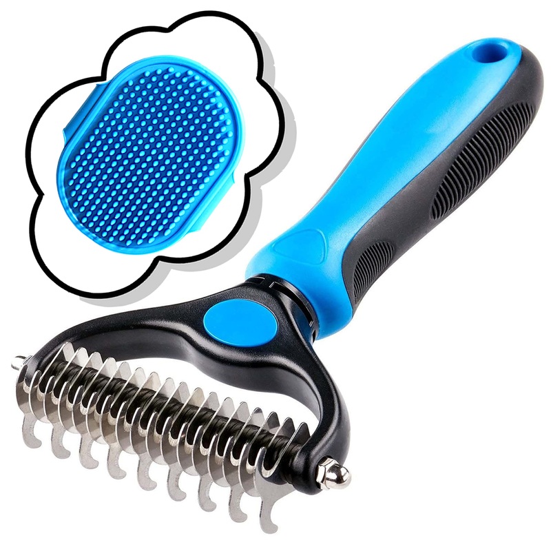 azHelios: Dog/cat brush for medium-length long fur fur brush undercoat comb undercoat comb tangles curry comb grooming brush hair removal thinning 17+9 double-sided teeth pet dog cat