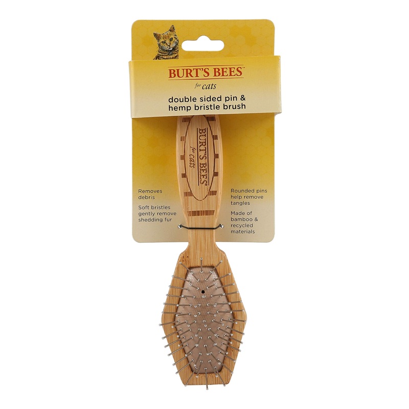 Burt’s Bees for Cats 2-in-1 Double-Sided Needle and Bristle Brush for Cats | One side of the cat brush removes loose fur and prevents tangles Cat brush is ideal for everyday use