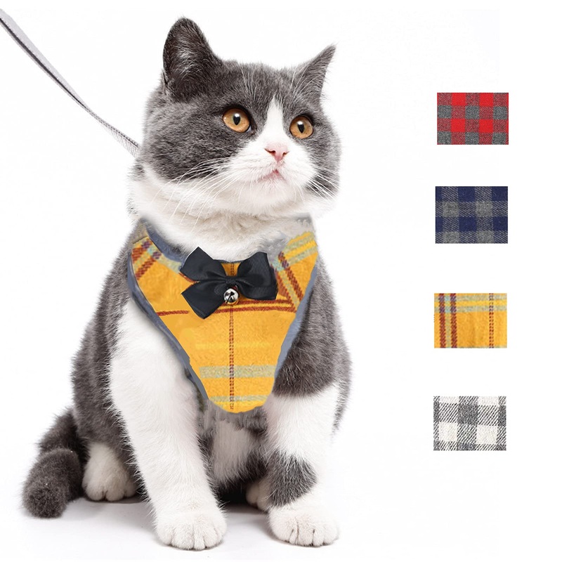 Cat Harness, Dog Harness and Leash Set, Bunny Rabbit Ferret Harness with Adjustable Buckle Comfort for Pet Kitten Small Animals Harnesses XS Yellow