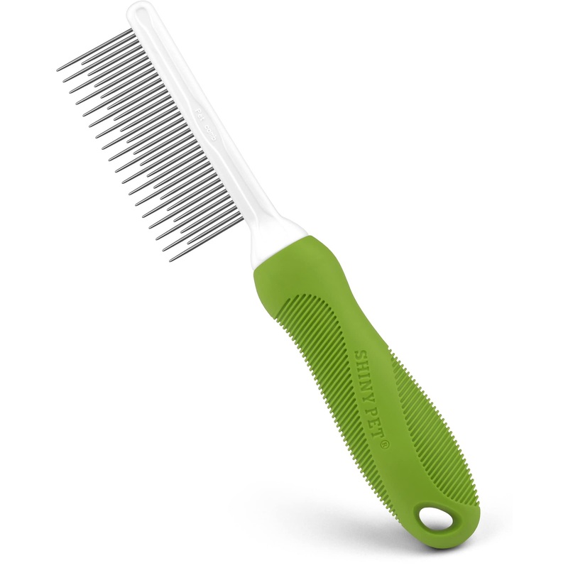 Detangling Pet Comb for Dogs & Cats – Detangler Grooming Tool with Long & Short Stainless Steel Metal Teeth for Dematting Matted Fur, Combing Out Knots, Removing Tangles from Undercoat – Ebook Guide TOOL7