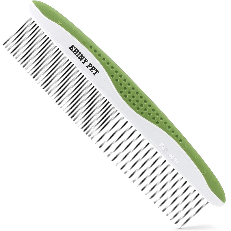 Dog Comb for Removes Tangles and Knots – Cat Comb for Removing Matted Fur – Grooming Tool with Stainless Steel Teeth and Non-Slip Grip Handle – Best Pet Hair Comb for Home Grooming Kit – Ebook Guide TOOL8