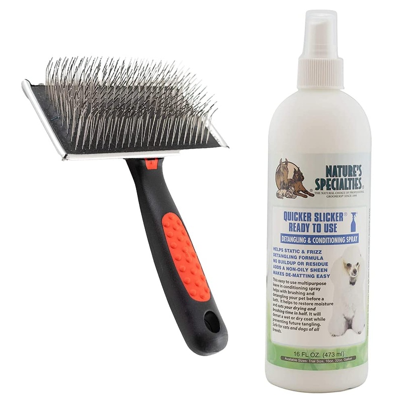 Doodles Dog Slicker Brush + Spray Bundle – Dog Doodle Brush for Grooming Pet Hair Dog Brush – Poodle Brush + Spray for Shedding Medium & Long Haired Dogs Slicker Brush – Goldendoodle