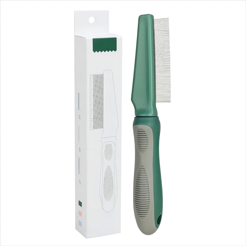 Flea Comb,Dog Comb Cat Comb Dog Hair Comb Pet Combs Pet Grooming Comb Flea Lice Comb Cat Grooming Supplies for Dog/Cat/Small Pets Rubber long handle