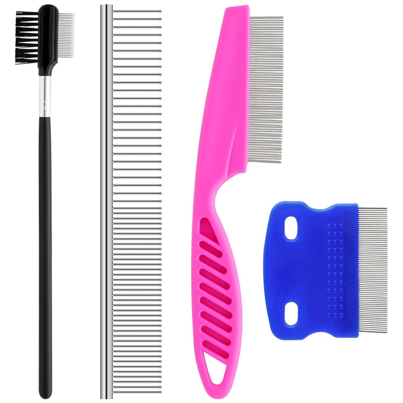 GUBCUB Pets Grooming Comb Kit for Small Dogs Puppies, Tear Stain Remover Comb, 2-in-1 Dog Combs with Round Teeth to Remove Knots Crust Mucus