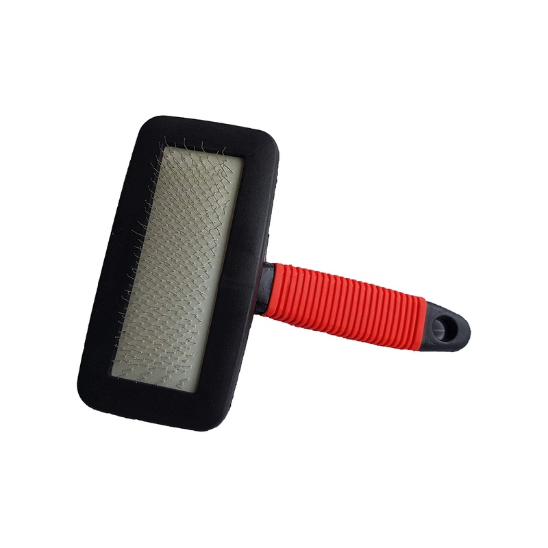 Lambskin brush for lambskin and sheepskin, universal grooming brush with soft handle, dog brush for long hair, fur brush for pets, dog brush and cat brush for long hair, short hair brush, black/red