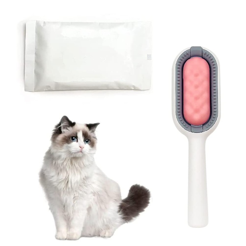 Pet Brush Grooming Comb,Self Cleaning Cat Dog Slicker Brushes with Wet Wipes,Soft Bristles Pet Grooming Brush for Massage and Removal of Loose Hair Tangled Hair rose Long-haired