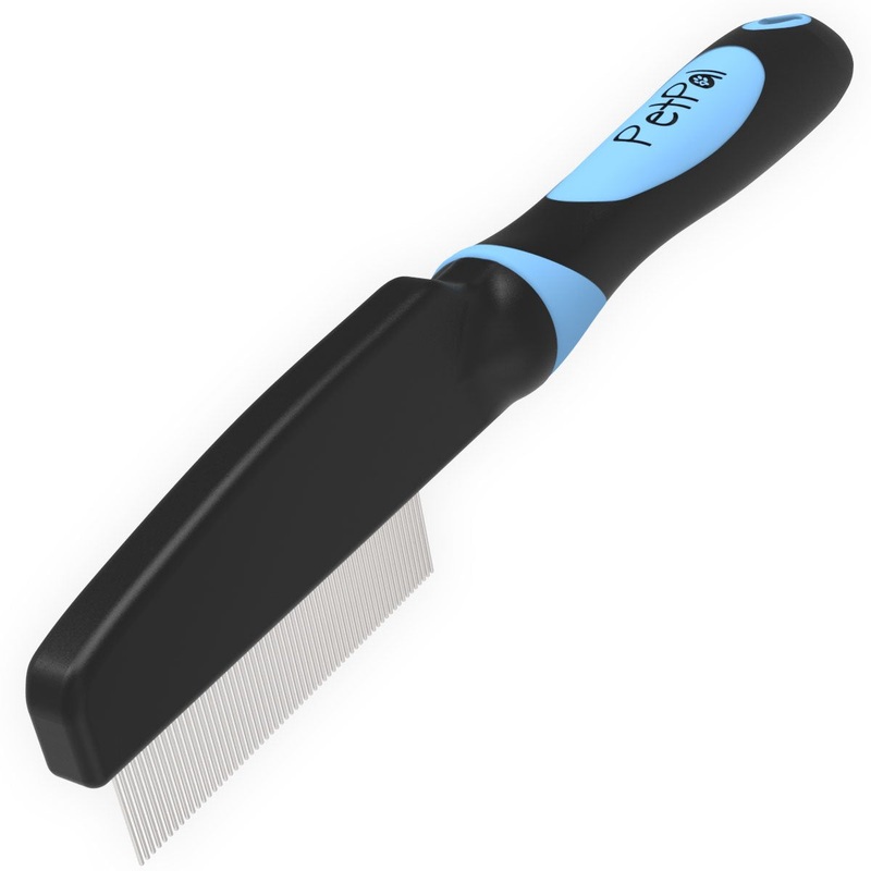 PetPl professional flea comb for dogs and cats – lice comb, dust comb – effective against fleas, lice, ticks and other parasites – nit comb for pets – with rounded metal tines for gentle care