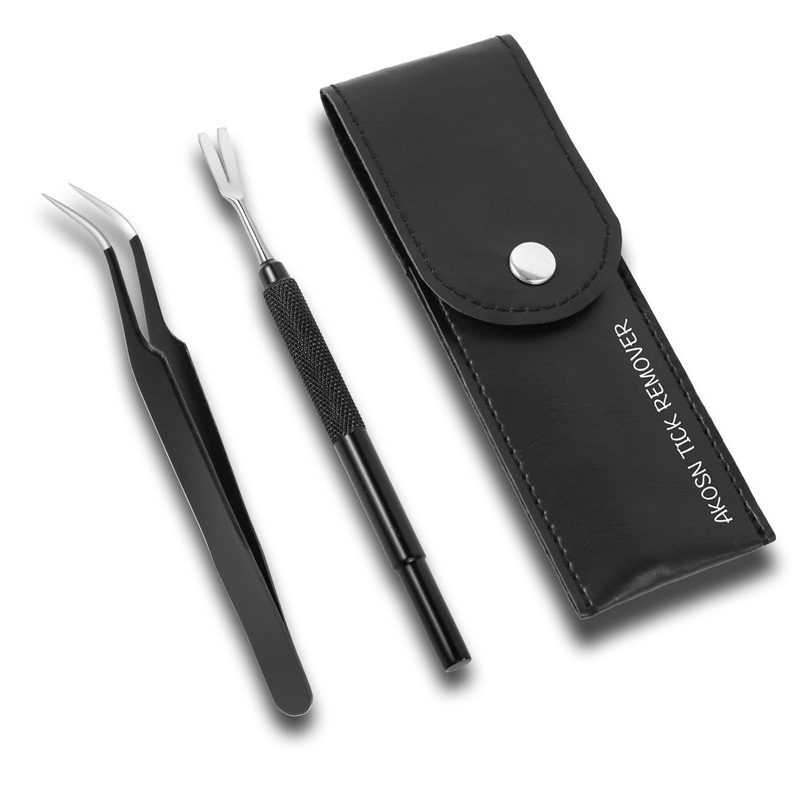 Premium Tick Removal Tool – Stainless Steel Tick & Flea Remover for Pets Dogs Cats Humans -Safe Tick Control Puller &Precision Fine Point Tweezers to Completed Remove Ticks, 1 Set
