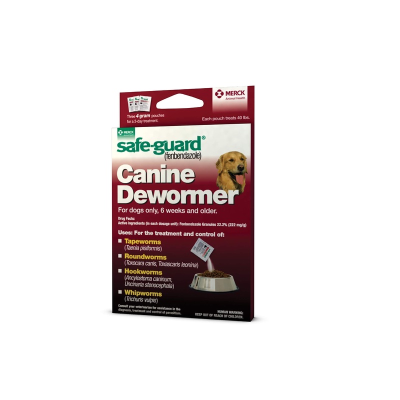 Safe-Guard (fenbendazole) Canine Dewormer for Dogs, 4gm pouch (ea. pouch treats 40lbs.)