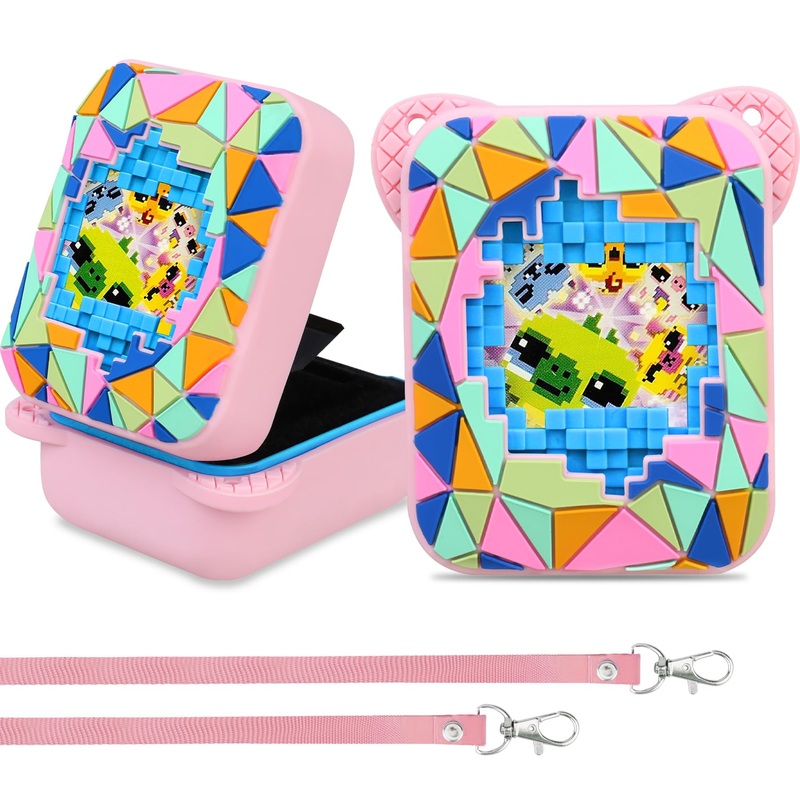 Silicone Cover Case for Bitzee Magicals Interactive Toy Digital Pet, Kids Protective Bitzee Magicals Virtual Electronic Pet Lanyard Silicone Holder, Portable Travel Soft Silicone Sleevee, Pink